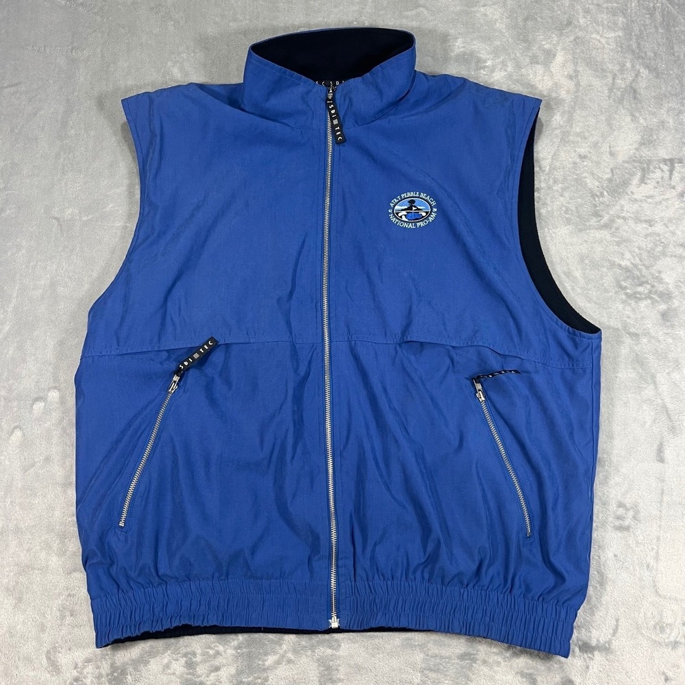 SDITEC Pebble Beach National Pro-Am Vest Men XL Blue Fleece Lined Zip Activewear